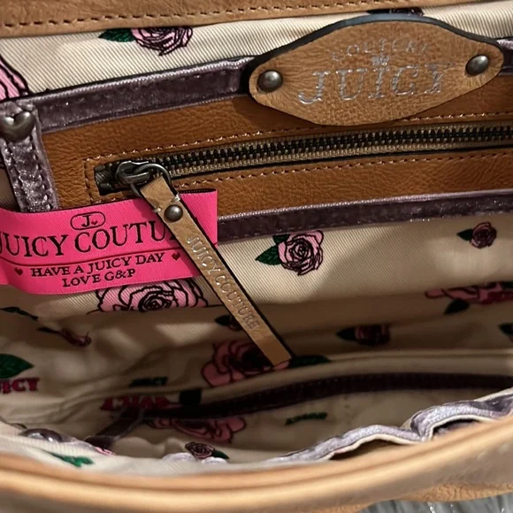 New Vintage Juicy Couture Beige Leather Satchel Bag NWT - Picture 11 of 13